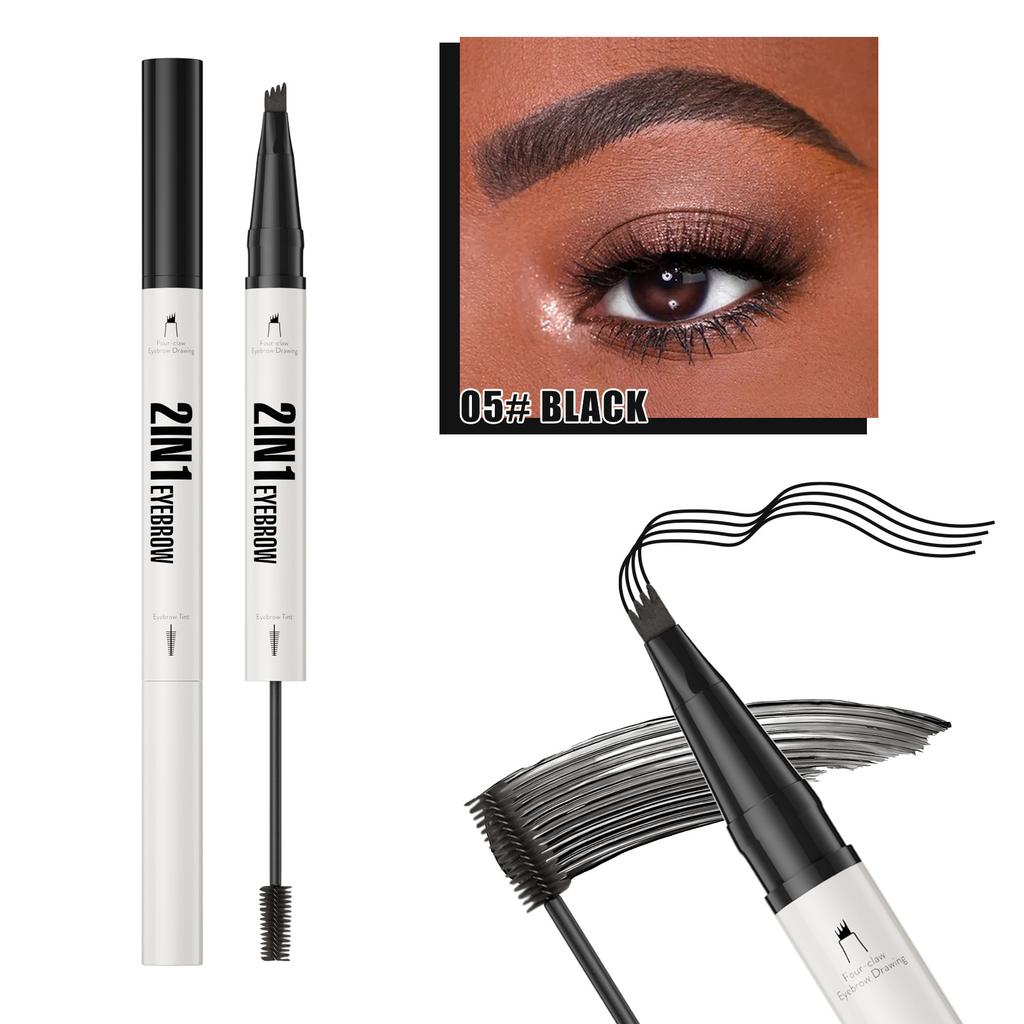 New Four-Pronged Eyebrow Pencil + Eyebrow Dye Cream Waterproof, Sweat-Proof And Non-Smudging 2-In-1 Liquid Eyebrow Pencil Eyebrow Dye Cream