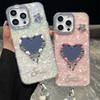 Rhinestone Star Love Mirror Mobile Phone Case Is Suitable For Iphone17Pro Original Apple 16 Anti-Drop Light Luxury Women'S Models