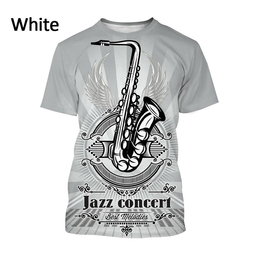 Men's Music Art Short-sleeved T Shirt 3D Printed New Jazz Musical Instrument Saxophone T Shirt Harajuku Style Streetwear Top