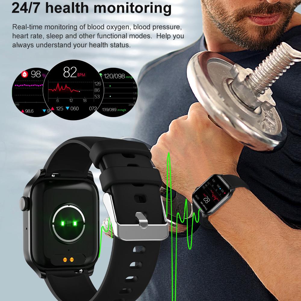 696 New 1.85" Men Women Blue Tooth Call Smart Watch Heart Rate Health Sports Fitness Waterproof Bracelet Music Lady Smartwatch