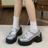 Fashion Black Y2K Lolita shoes Pumps Women Chunky Platform Mary Jane Shoes Woman Gothic Metal rivet design Thick Heel JK uniform shoes
