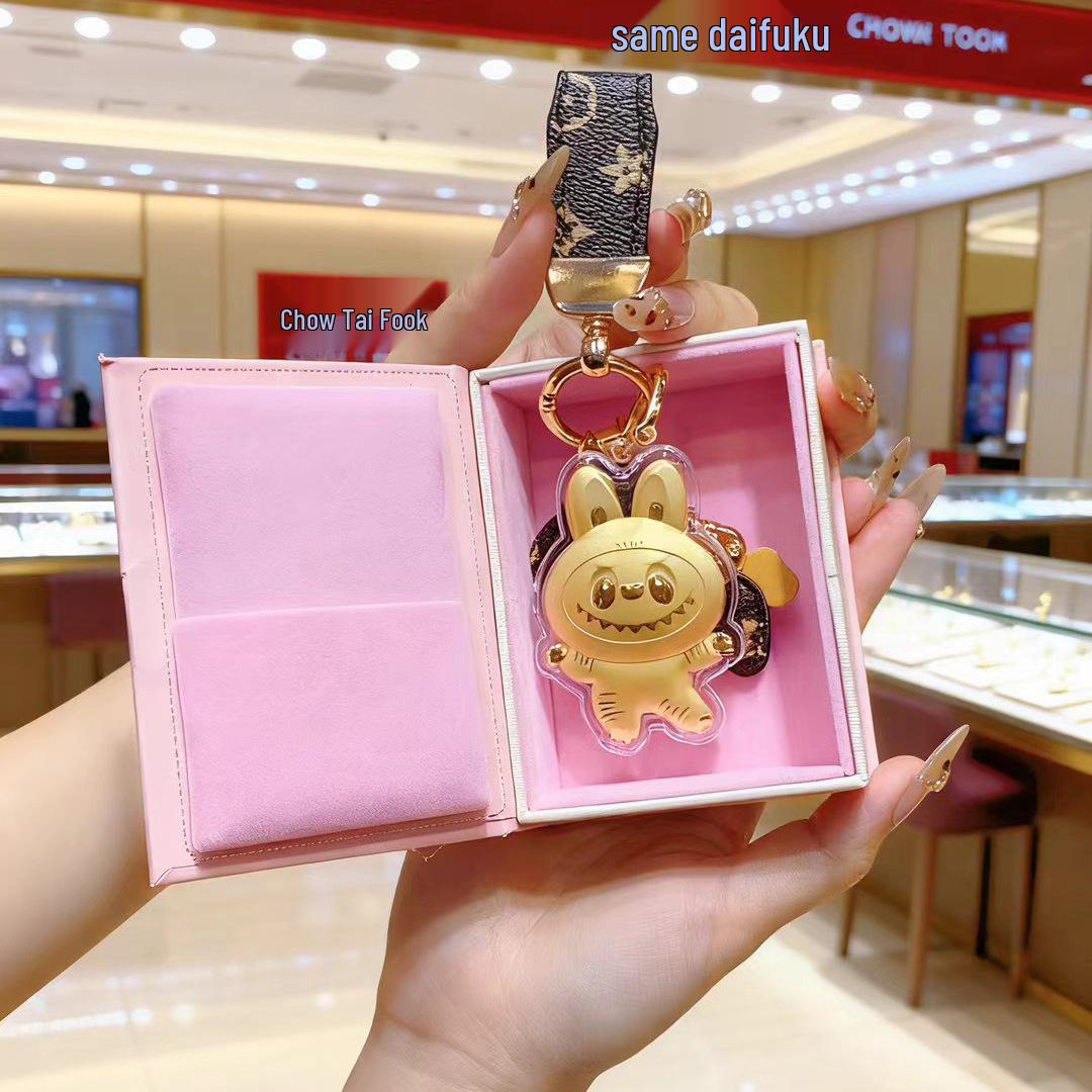 Shuibei 999 Чистое Золото Мультяшный Брелок для Ключей Мобильный Бусинный Шарм