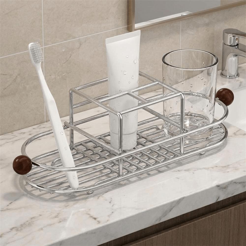 Waterproof Toothbrush Holder Stainless Steel Cutlery Storage Rack for Bathroom