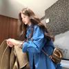 Korean-Style Women's Blue Shirt Jacket, Spring Loose Fit with Long Sleeves and Elegant Design.