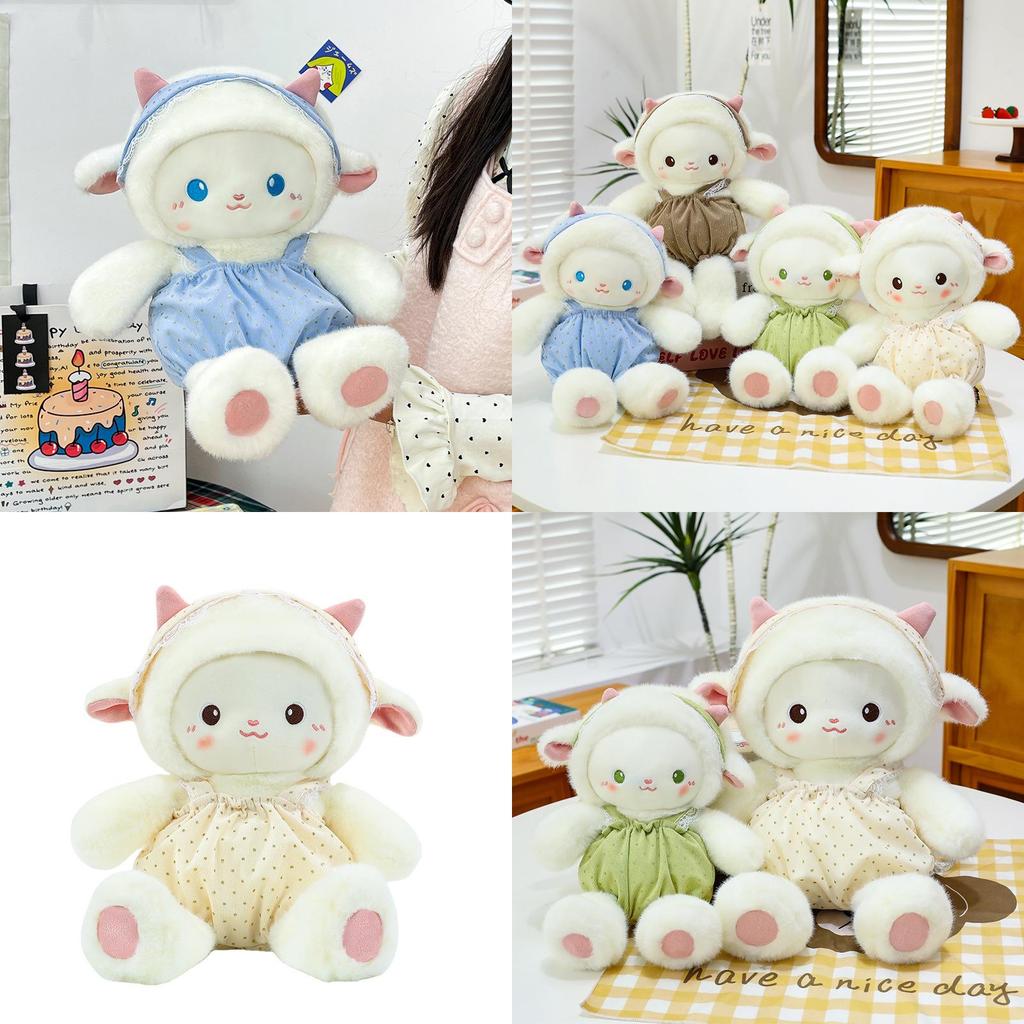 Plush Sheep Toy With Dot Patterned Clothing Decor For Kids Birthday Gift