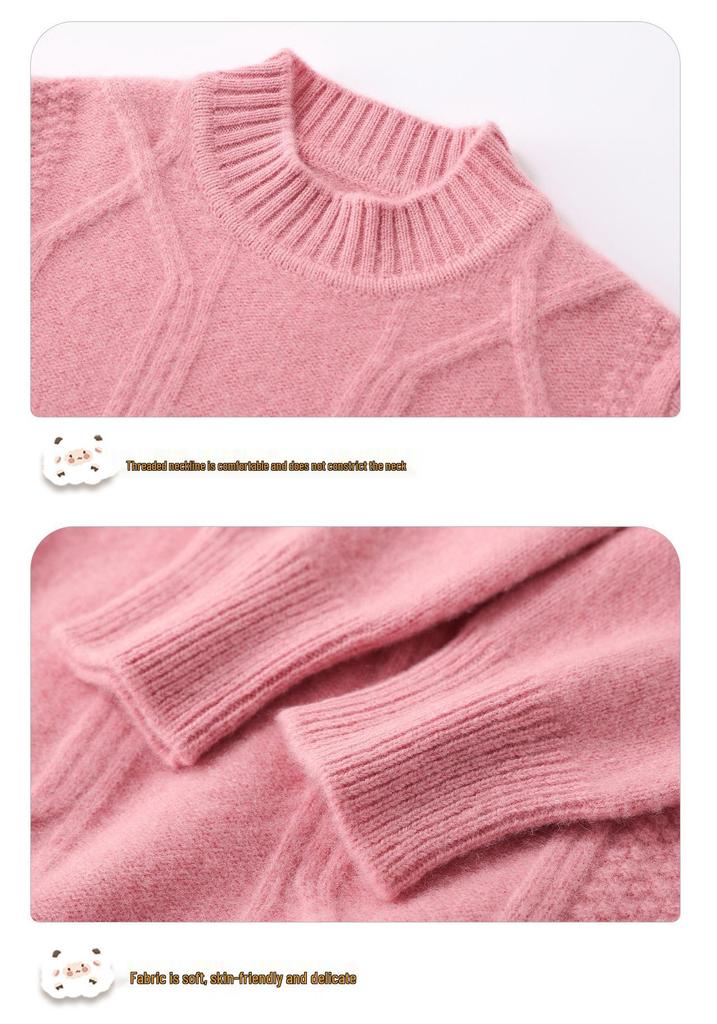 Unisex Wool Cable Knit Sweater - Autumn/Winter Pullover for Kids