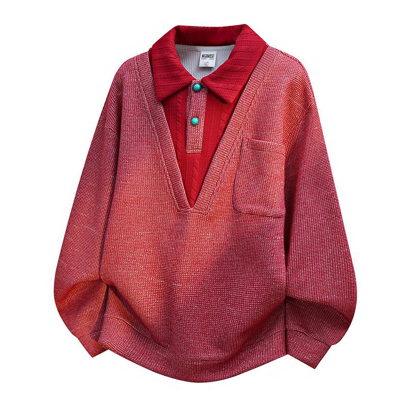 Men's Round Neck Solid Color Round Neck Sweatshirt Men's Loose Fit Sweatshirt