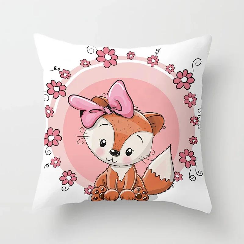 Cartoon Fox Animal Car Pillowcase Polyester cushion covers for living room Throw Pillow Case  Sofa Decoration Pillowcover