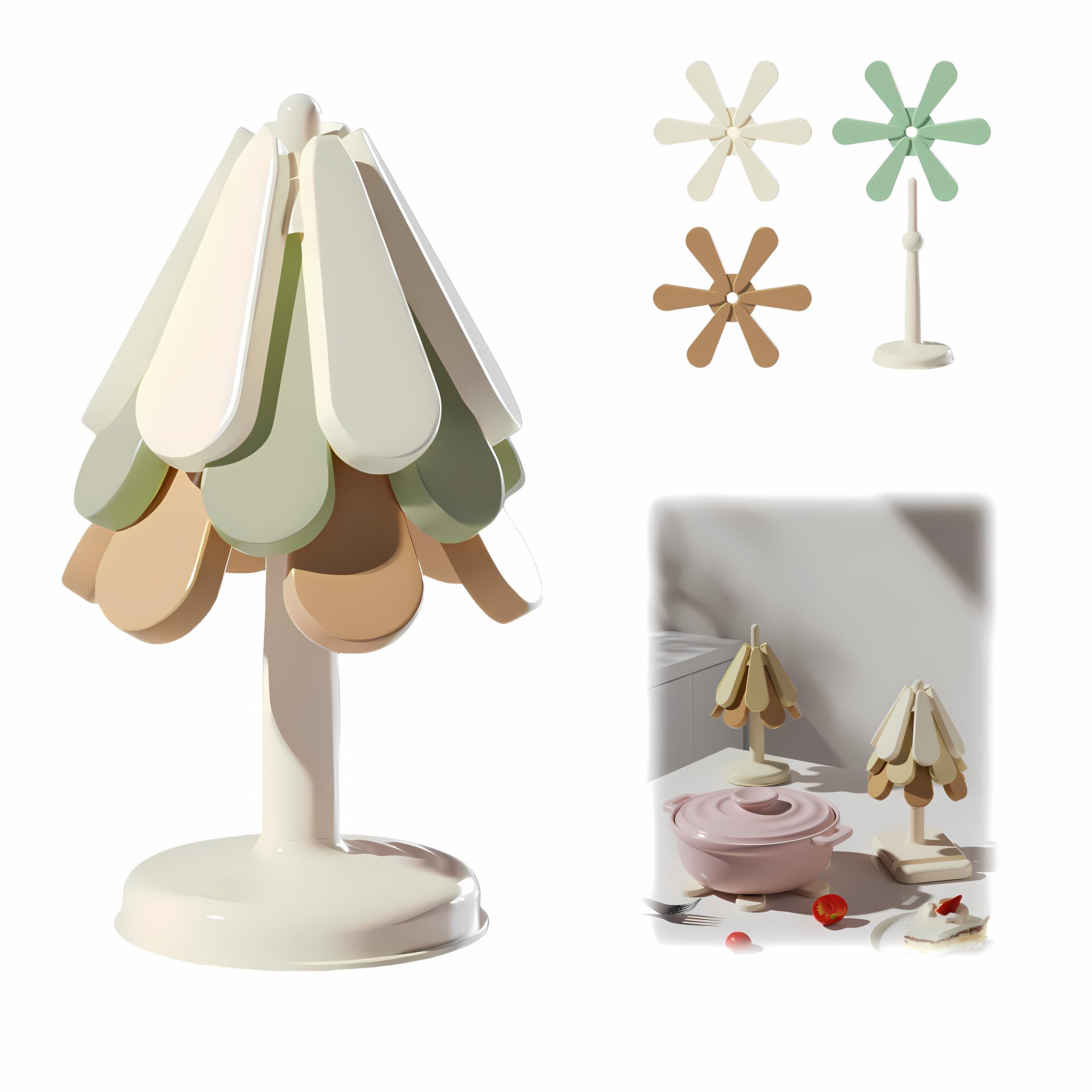 

3Pcs Christmas Tree Shaped ABS Silicone Coaster Heat-Resistant Coasters for Hot Pots & Pans B
