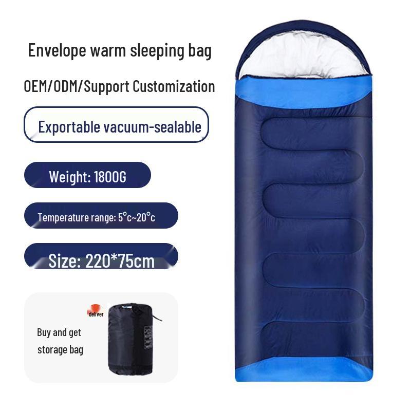 Outdoor Camping Portable Envelope Sleeping Bag - Dirt-Proof, Warm, Thick, Pure Cotton for Adults