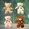 Adorable Silky Ribbon Teddy Bear Plush Toy For Girls Pp Cotton Stuffed Animal In Short Plush