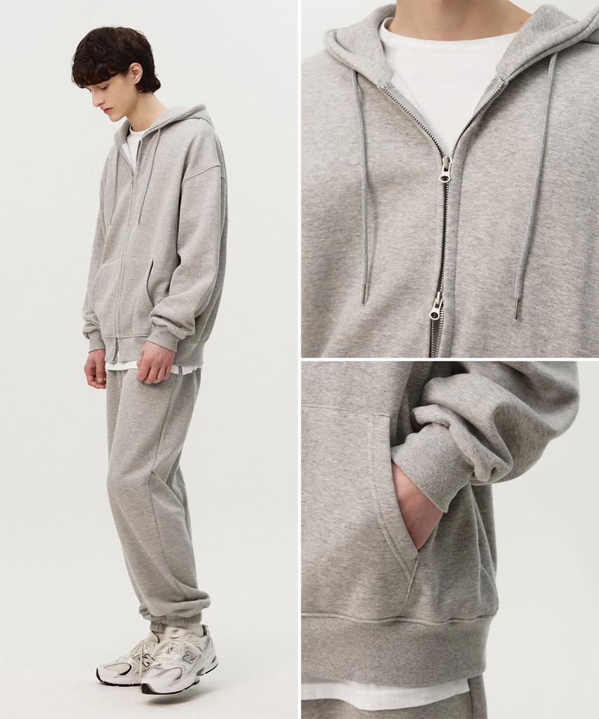 Topboy [Non-Fleece Or Fleece] Essential Overfit Two-Way Zip-Up Hoodie Melange