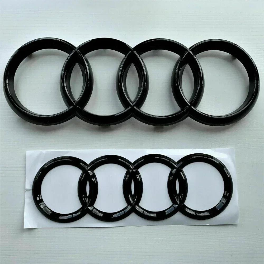 203a 4-Ring logo ABS Silver/Black Car Hood Front Bonnet Grill Rear Trunk Emblem Badge Sticker For A3 A4 A5 A6 A7 Q2 Q3 Q5 Q8 TTa203