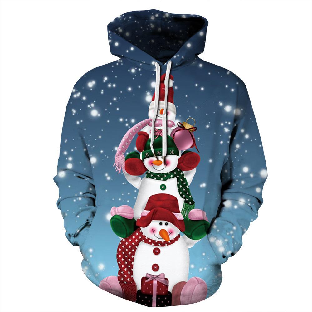 Höst Vinter Stor Julserie Mönster Hoodie Varm Bekväm Herr Julstämning Casual Hoodie