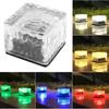 Solar Garden Lights Outdoor Paver Square Brick Ice Cube Sunlight Patio Walkway Pathway Step Solar Lamp Christmas Holiday Decor