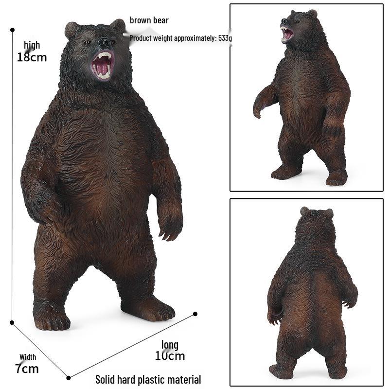 Wild Safari Animal Figurines: Giraffe, Elephant, Rhinoceros, Brown Bear, Tiger, Lion, Leopard, Hippopotamus - Solid Cognitive Toys