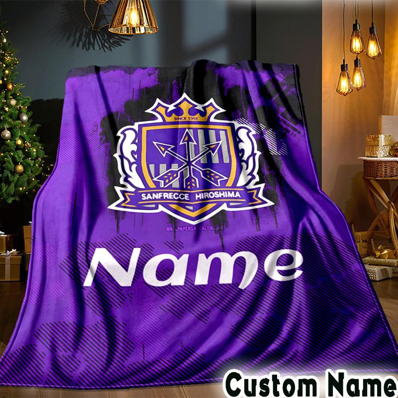 Custom Name Sanfrecce Crest Throws Blanket Flannel Blankets for Couch Bed Gifts for Men Women Picnic blanket Christmas fan gifts