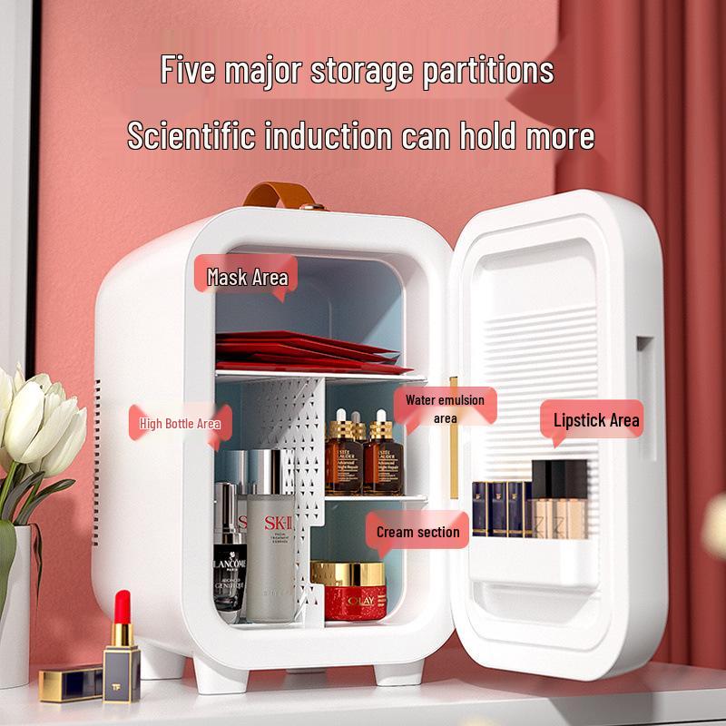 Compact Dual-Function Mini Fridge for Dorms, Bedrooms, and Cars - Ideal for Personal Use and Cosmetics.