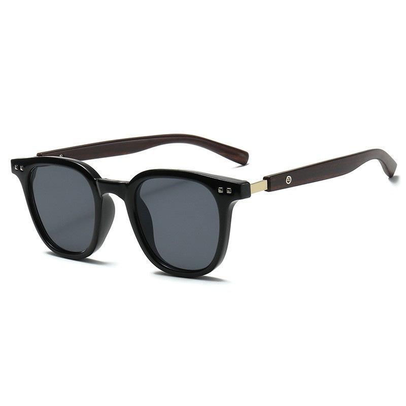 2024 HD Anti-UV Sunglasses with Metal Studs & Wood Grain Arms for Men & Women.