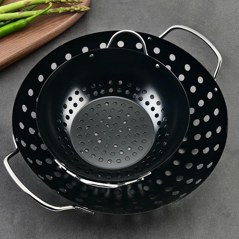ZISIZ Double Handle Round Grill Basket