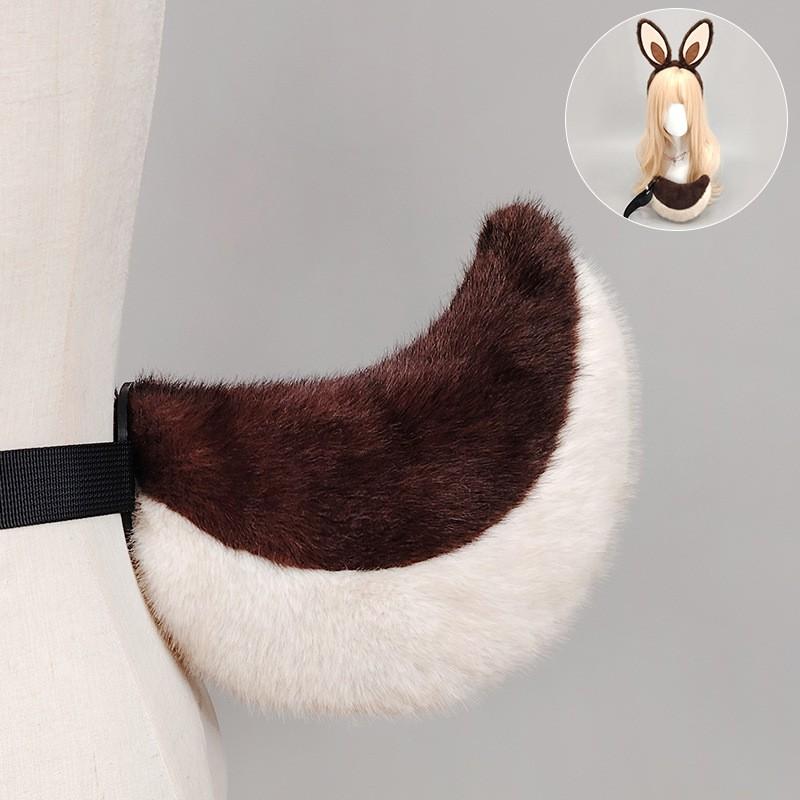 Cute Plush Rabbit Ear Headband With Tail Set Party Costume Cosplay Festival Performance Accessory