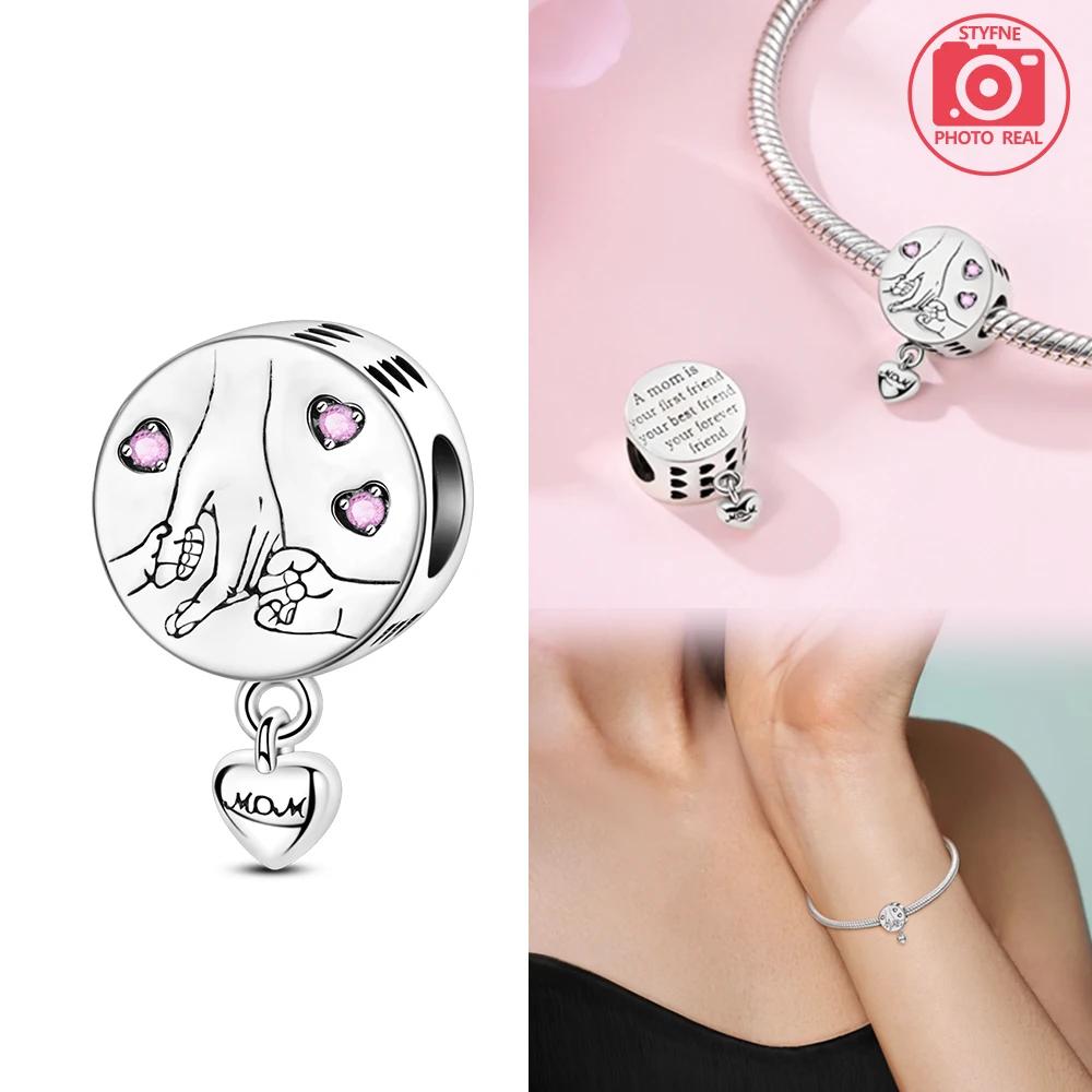 Kupferfarben Mutter und Tochter umarmen sich Liebesperlen Anhänger Kompatibel mit Authentischen Armbändern DIY Feiner Schmuck Geschenk für Frauen