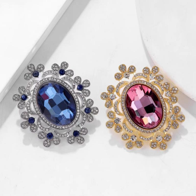 Vintage Court Crystal Brooch For Women Men Luxurious Suit Corsage Pin Office Party Backpack Gifts Jewelry Accessories