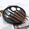 16/24/36 Stück Geschirrset Edelstahl Imitation Holzgriff Klemme Westliches Messer Gabel Löffel Besteck Geschirr Silberware