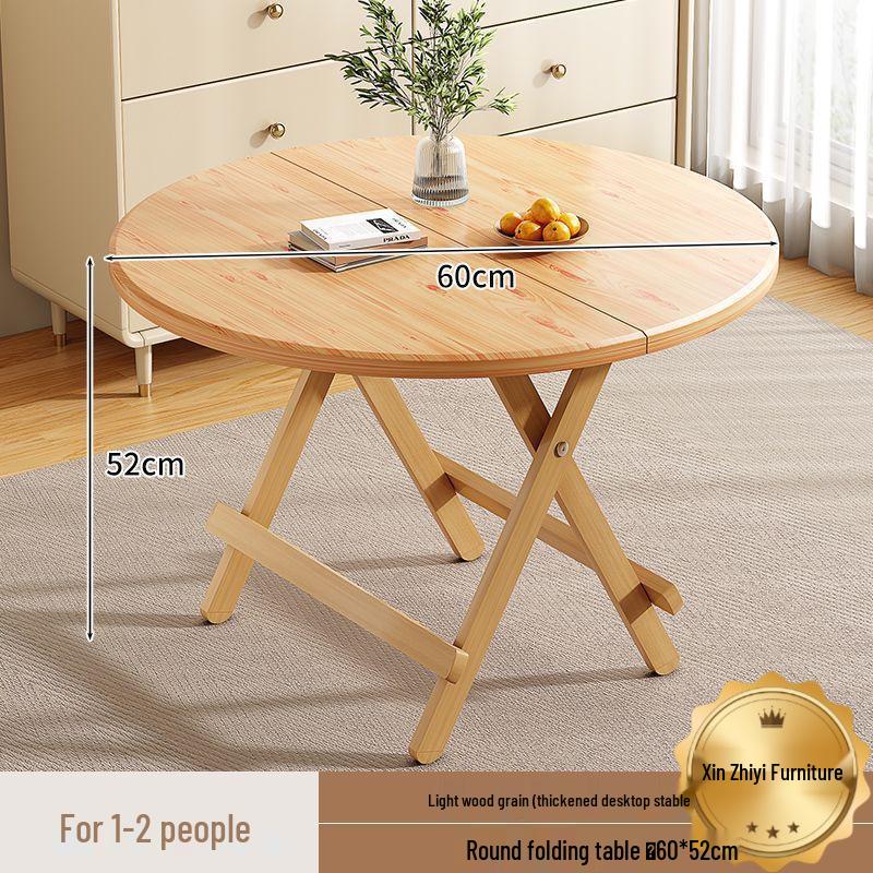 Compact Round Folding Dining Table: Portable Wooden Multi-functional for Small Spaces and Outdoor Use.