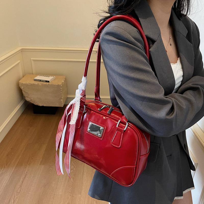 Retro handbag niche versatile trend new simple bowling bag pillow bag shoulder armpit bag