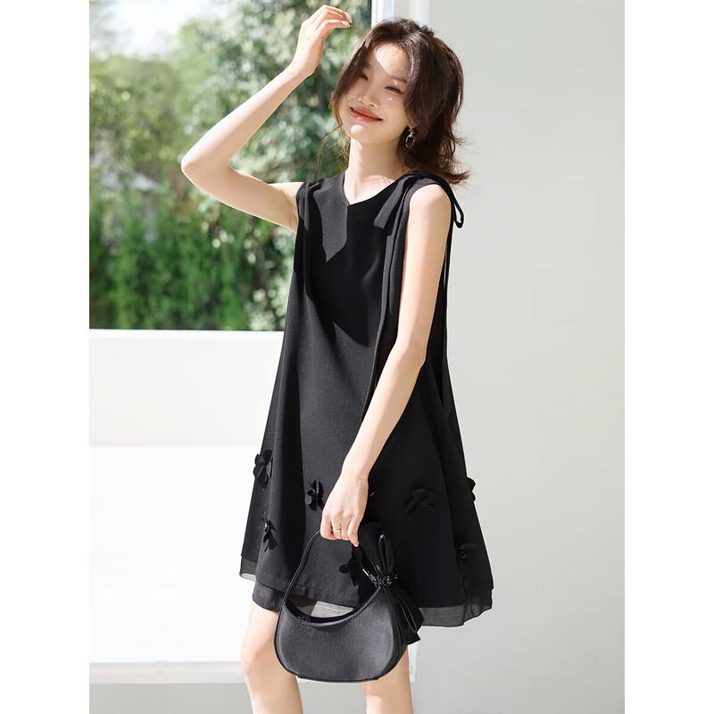 Muhan Yimei 2025 Summer Sparkle Little Black Dress M