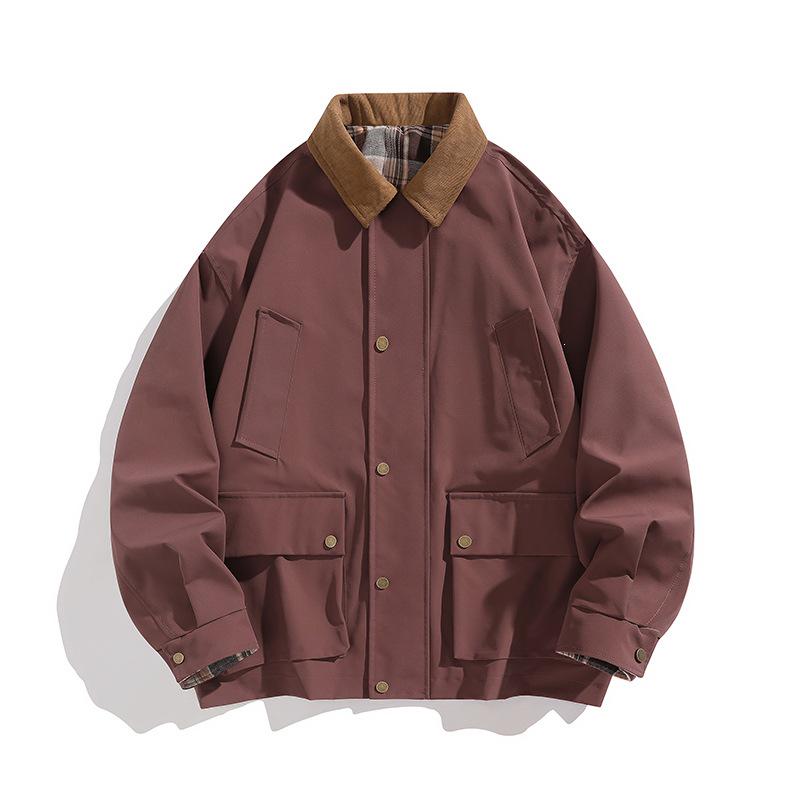 Men's Multi-Pocket Colorblock Fashionable Water-Repellent Corduroy Jacket 2026