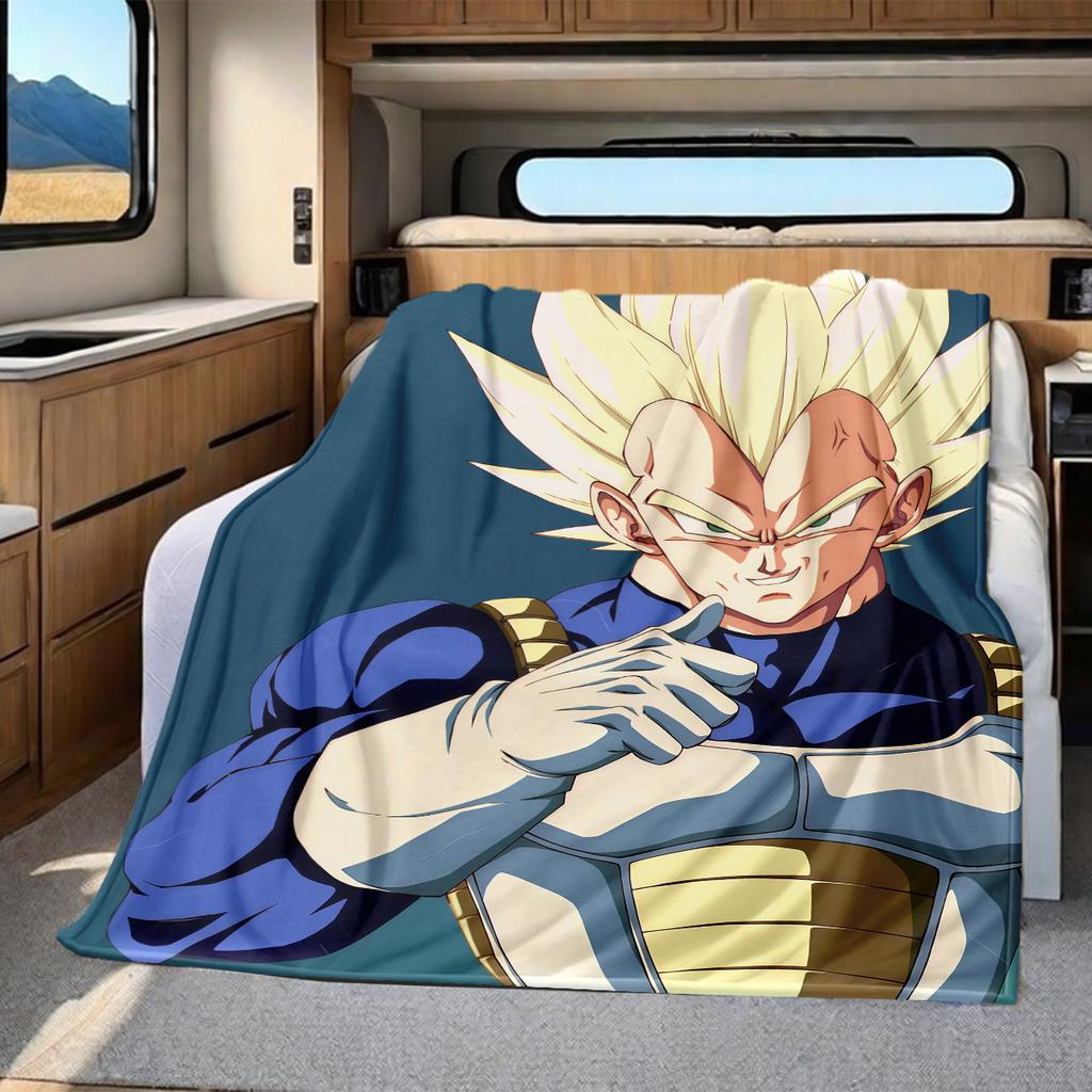 1PC Vegito Print Flannel Blanket, High quality All Seasons, Home Decor, Warmth and Comfort, Perfect for Christmas Gifts