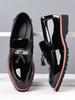 Big Size New Shoes for Men Patent Leather Dress Shoes Fashion Pointed Toe Thick-soled Business Casual Shoes