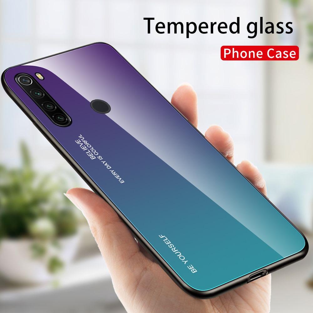 Mirror Gradient Tempered Glass Case For Xiaomi 11 Redmi Note 8 8T 7 6Pro 7A Note 10 Pro Protective Glass Cover For Redmi Note 9 Pro