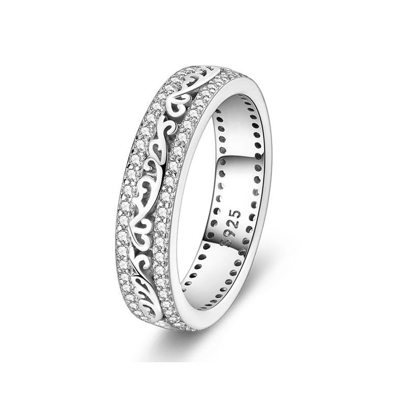 New 100% 925 Silver Fashion Sunflower Sun Moon Wide Rings Classic Heart-Shaped Crown Female Rings Elegant Party Jewelry