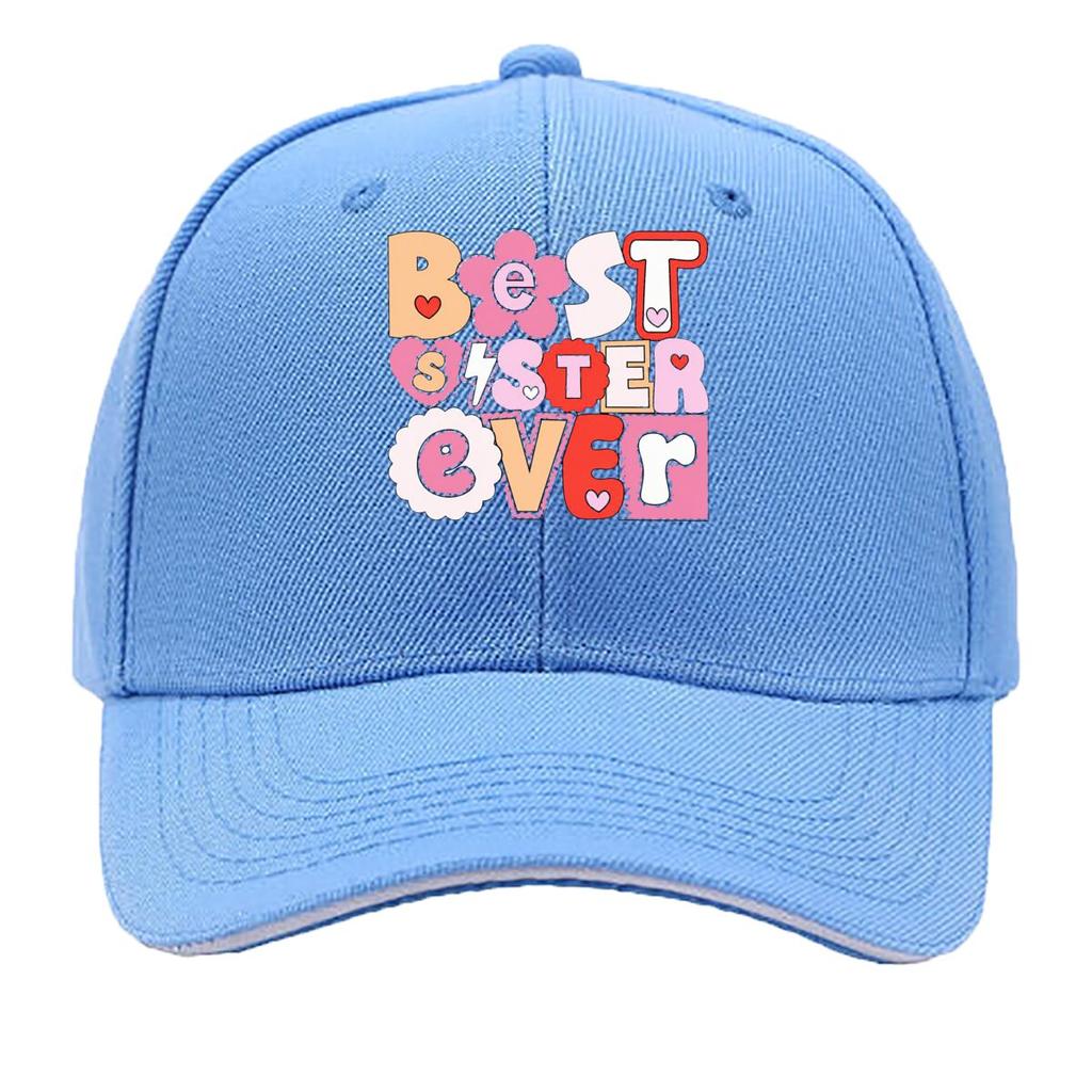 Best Sister Ever Pink Heart Lettering Design Sandwich Baseball Cap Unisex Women Sun Cap Outdoor Workouts Hat