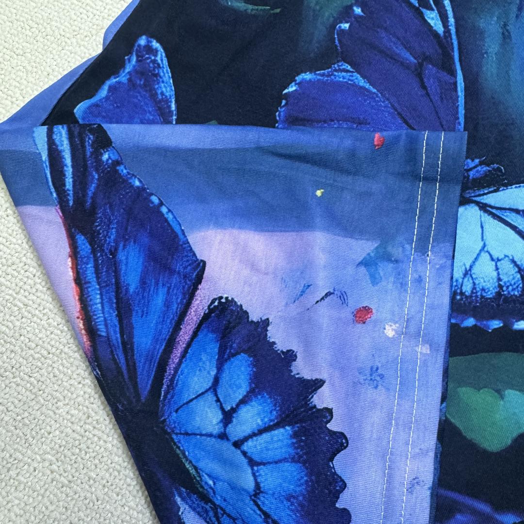 

Футболка большого размера, женская, с длинным рукавом, круглым вырезом, слегка эластичная, с узором «бабочка» L