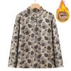 Autumn and Winter Long-sleeved Floral Bottoming Shirt Fashionable Large Size Medium-sized Elderly Lace Collar Velvet Clothes