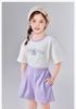 Girls' Round Neck Printed Short-Sleeved Top and Casual Shorts Set
