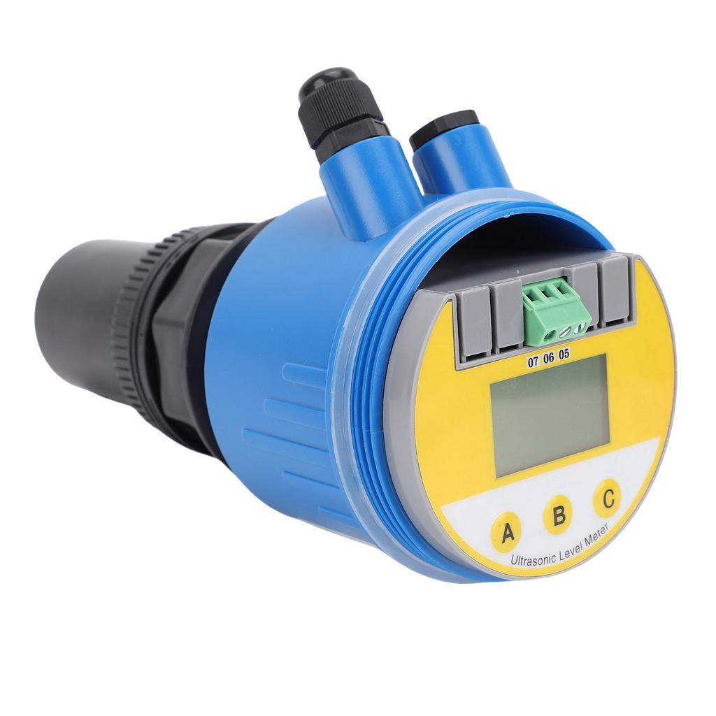 Ultrasonic Level Meter LCD Digital Liquid Water Sensor DC24V LED Display 4 20mA Analog Output 666RP Blue 0 10M