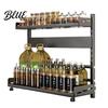 Portaspezie Robusto Rastrelliera da Cucina in Acciaio al Carbonio 2/3 Livelli Organizer da Banco per Condimenti Organizzatore Portabottiglie Multi-Livello per Spezie