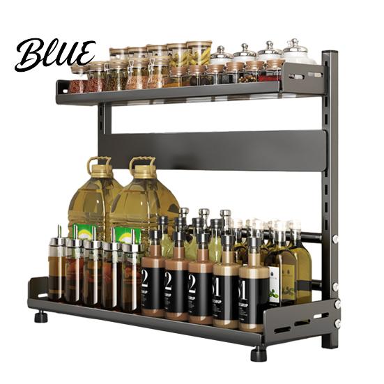 Portaspezie Robusto Rastrelliera da Cucina in Acciaio al Carbonio 2/3 Livelli Organizer da Banco per Condimenti Organizzatore Portabottiglie Multi-Livello per Spezie