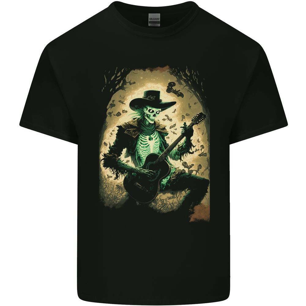 Cowboy Rock Skull Country Music Guitar Unisexs Cotton TShirt Tee Top S