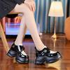 8568 Shallow Mouth Thick Sole Inner Height Increase Velcro Single Shoes Women's 2025 Spring and Autumn New Muffin Casual Shoes Genuine