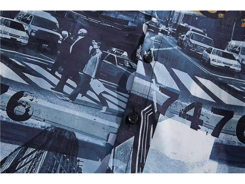 Handsome Pirate King Luffy Graffiti Short Sleeve Men's Trendy Loose Summer Shirt