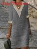 Casual Cotton Linen Dress With Vneck And Short Sleeves For Summer 2024