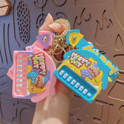 Cartoon Music Bear Electronic Organ Keychain Pendant Cute Children'S Schoolbag Small Pendant Creative Small Gift