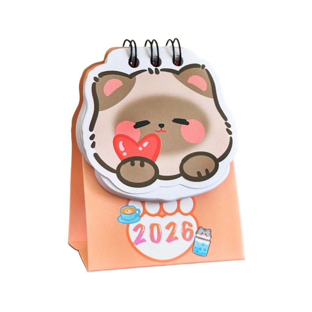 2026 Desk Calendar Cute Cat Themed Mini for Students Double Coil Design Small Format Calendar Whimsical Illustration Student