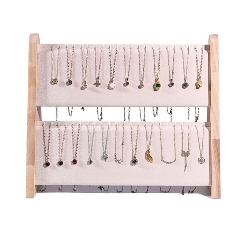 Practical Sturdy Solid Wood Necklace Bracelet Holder Vertical Jewelry Storage Rack for Artistics Craft Supplies